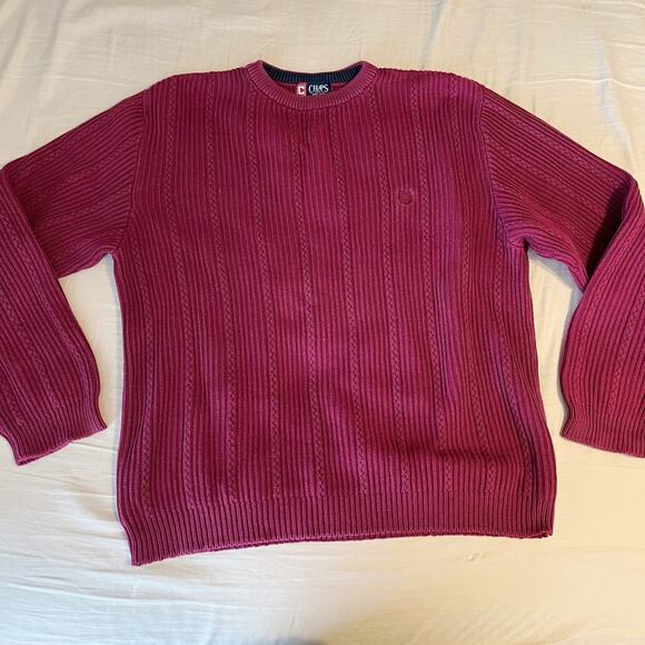 Chaps Men's Vintage Maroon Knit Crewneck Sweater Size Large - Picture 1 of 4